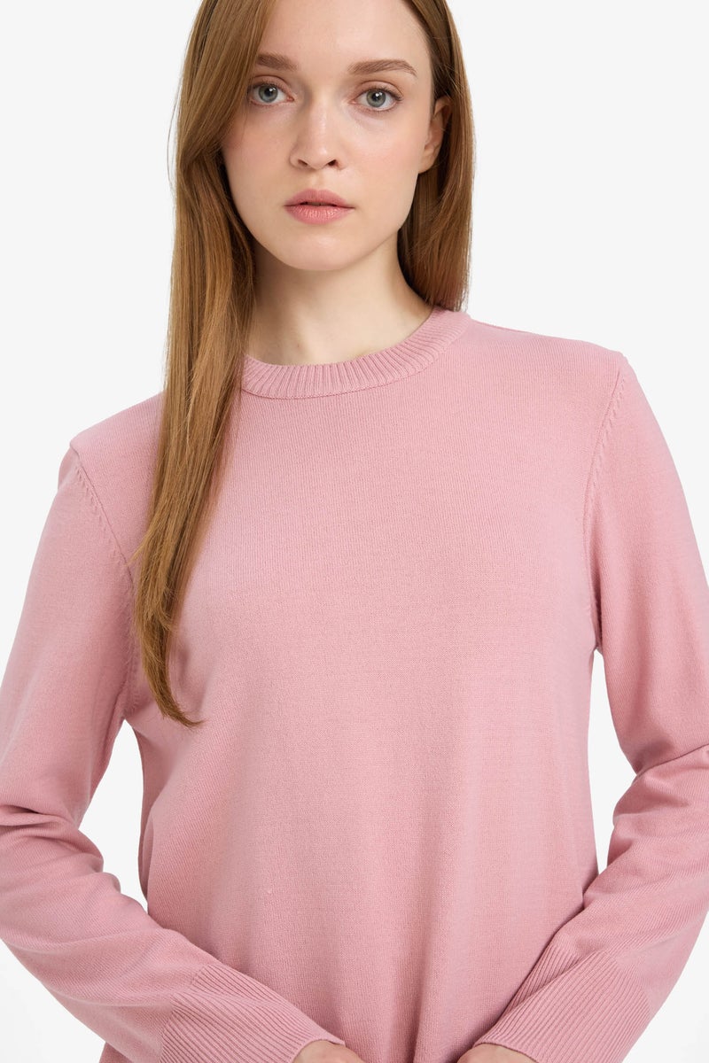 DeFacto Pink Woman Regular Fit Slit Basic Long Sleeve Tunic Casual - Image 3